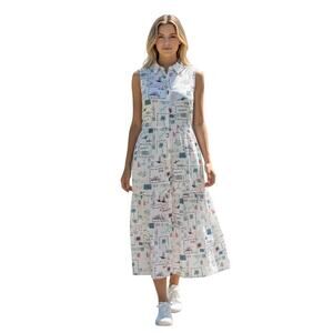 sorrento dress in cotton voile SITANO Women's Sorrento Bell Sleeve Maxi Crochet Cover-up - Natural